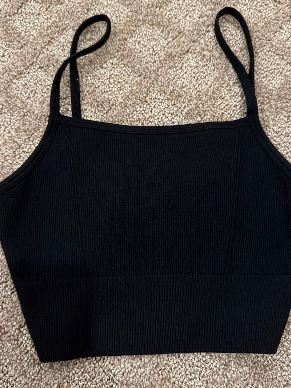 Black Ribbed Crop Bralette Top - Women Intimates